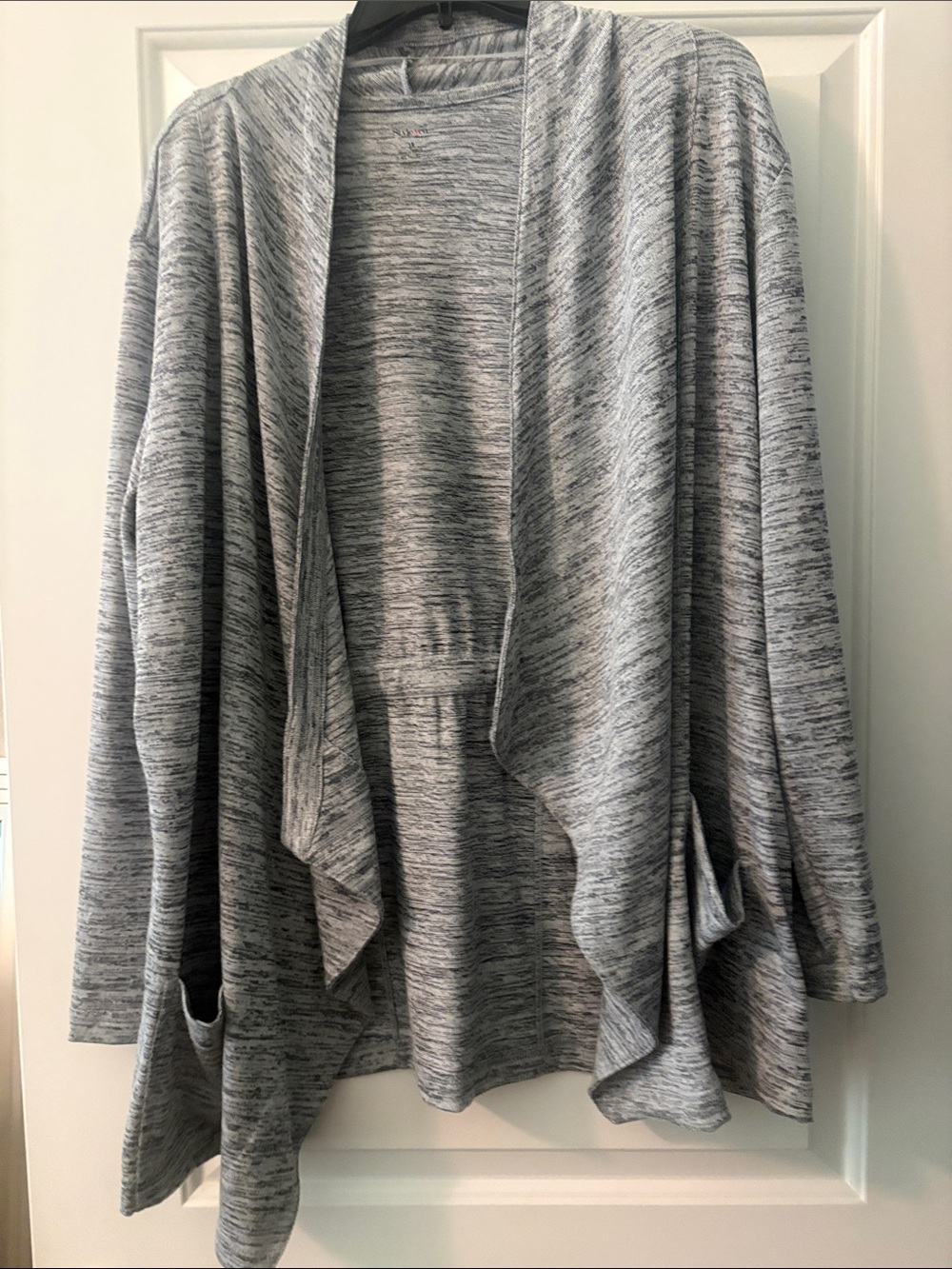 Style & Co. Heather Gray Open-Front Draped Cardigan